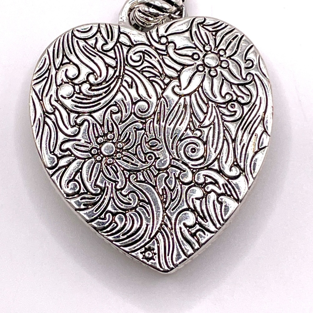 Two Tone Solid Chunky Heart Two Sided Pendant Nec… - image 8
